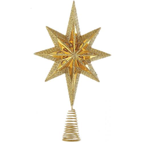 Kurt S. Adler Christmas Star Mini Tree Topper Star Burst 6.75 inch Gold