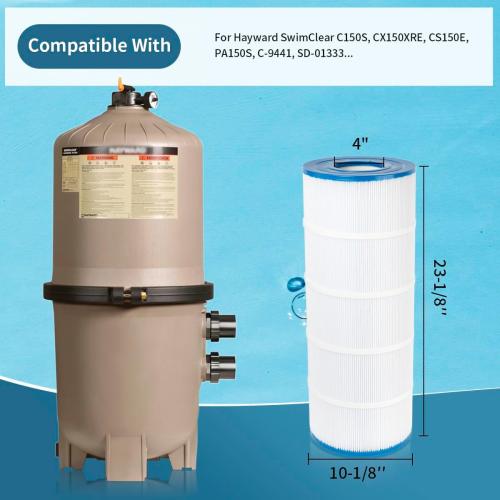 C150S Pool Filter Cartridge Compatible with SwimClear CX150XRE, C-9441, PA150S,Ultral-D4, 150 sq.ft.Cartridge,1 Pack each, 4 total