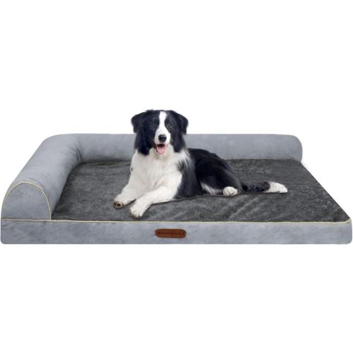 Dog Beds Medium Sized Dog, Pet Sofa Bed with Removable Washable Cover, Egg Foam Support, Bolster Cushion for Comfortable Sleep, Non-Slip Bottom,
