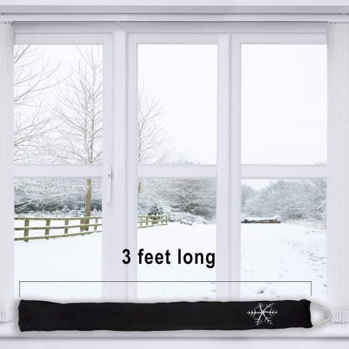 Simply Genius Cold Weather 36-Inch Door Draft Stopper Snake - Wind Blocker for Door Bottom and Window Sill (Black)