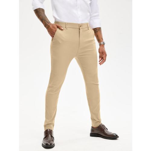Size 32 ... Men's Slim Fit Stretch Dress Pants Skinny Tapered Suit Trousers with Expandable Waist