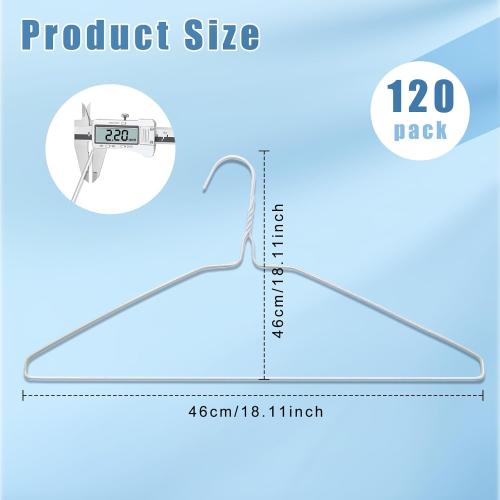 120 Pcs 16 Wire Hangers Bulk Metal Wire Hangers for Clothes Dry Cleaner Hanger for Coat (White)