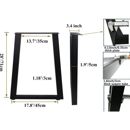 Metal Table Legs For Heavy Duty Square Tube Desk Frame Modern Dining Table/Coffee Table Legs,Set of 2(U)