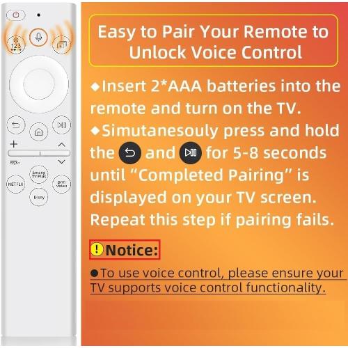 for Samsung Frame TV Remote, for 2018-2025 Samsung Remote Control for Smart TV with Voice Control. No Solarcell. 2-Year Warranty.