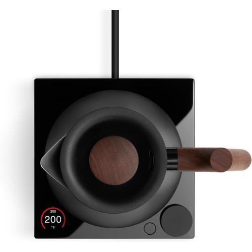 Fellow Corvo EKG Pro Studio Edition Electric Tea Kettle - Quick Heating, Precise Temperature Control, Scheduling, Built-in Brew Timer - Matte Black with Walnut Handle - 0.9 Liter