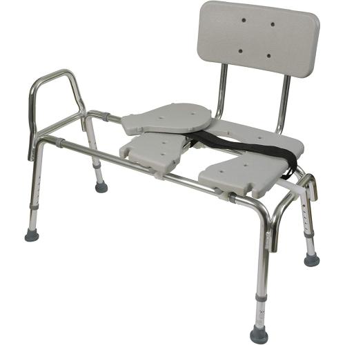 Color Silver DMI Tub Transfer Bench and Shower Chair with Non Slip Aluminum Body, FSA Eligible, Adjustable Seat Height and Cut Out Access, Holds Weight up to 400 Lbs, Bath and Shower Safety, Transfer Bench