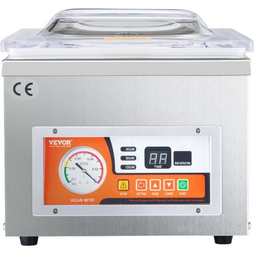 VEVOR Chamber Vacuum Sealer, DZ-260A 6.5 cbm/h Pump Rate, Excellent Sealing Effect with Automatic Control, 110V/60Hz Professional Foods Packaging Machine Used for Fresh Meats (260W)