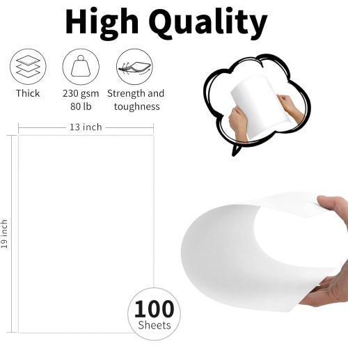 13 x 19 White Cardstock Goefun Heavy-Weight Cover Card Stock  Thick Printer Paper for Inkjet or Laser Printers, Photos, Poster, Menu, Demo Board, Flip Chart