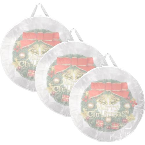 Kokone Pack of 3 Round Wreath Storage Bag, Clear Christamas Wreath Storage Organizer with Handle, 36 Inches Dual Zippered Wreath Bag for Festival Wreath Protector for Decoration, White
