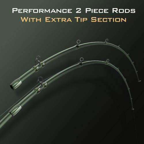 KastKing Spartacus II Twin-Tip Spinning & Casting Fishing Rods | 2-Piece Rods with Extra Tip Section, IM6 Graphite Blanks, PTS Power Transition System, KastFlex Tech, Rubber Cork Handle