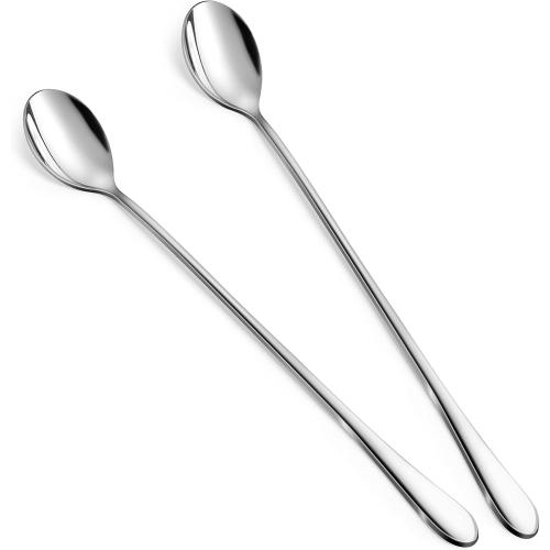 9 Ice Cream Spoons Long Handle Iced Tea Spoons Thicken Heavy Duty 2Pcs | Upgrade Anti-bent Dishwasher-safe Coffee Spoons Stainless Steel Reusable for Stirring Drinks Honey Sundaes Dessert Coffee Bar