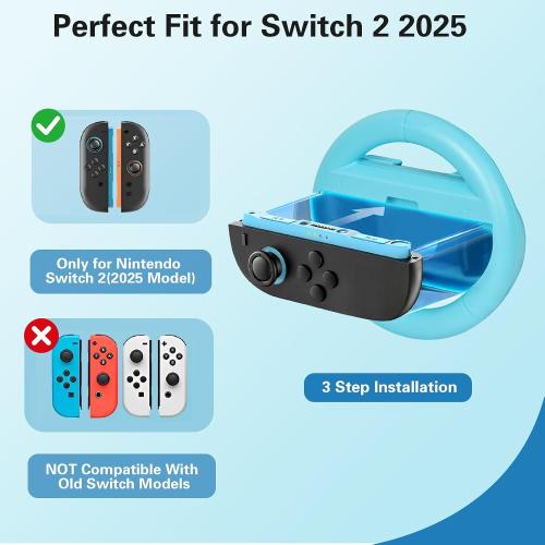 Juylay Steering Wheels for Nintendo Switch 2 JoyCon Controllers