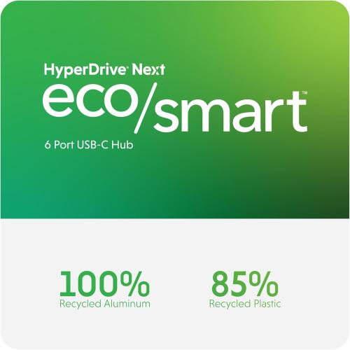 HyperDrive Next 6 Port USB C Hub for Mac, PC, Chromebook with 4K60Hz HDMI, 2 USB-A, USB-C 10Gbps 100W Power Delivery, 312 MB/s SD Card Reader Ports