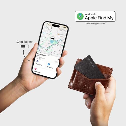 SPOTMINDERS Apple MFi Certified Wallet Tracker Works With Apple Find My Tracking Card for Wallet Card Rechargeable IP68 Waterproof 0.07in Slim iPhone Item Finder for Luggage Tags Purse Gifts for Women