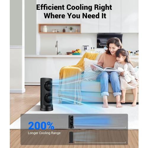 Personal Tower Cooling Fans that Blow Cold Air, Standing Small Desk Fan with 3 Speeds & Timer, 60° & 110° Oscillating Table Fan, Quiet and Safe Electric Floor Fan for Bedroom, Bedside, Home, Office