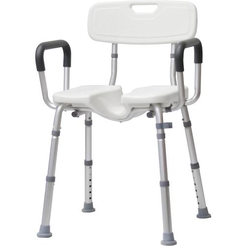 Shower Chair for Inside Shower with Arms and Back, Anti-Slip Design Shower Seat, Shower Chair for Elderly and Disabled with Groove for Private Cleaning, Adjustable Height