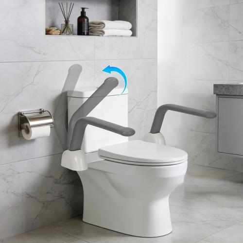 Toilet Safety Rails for Seniors, Adjustable Armrest, Space Saving, Stylish and Durable, Anti Slip and Anti Fall, Suitable for Elderly, Disabled, Pregnant Women with Armrest Toilet Safety Rail