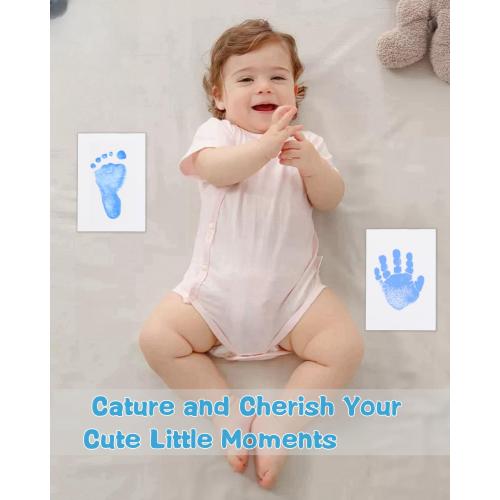 2-Pack Large Clean-Touch Ink Pads, Baby Handprints and Footprints for 0-18 Months, Inkless Hand and Footprint Kit,Baby Print,DIY Newborn Keepsake Gifts,Cat/Dog Paw Print Kit-Light Blue