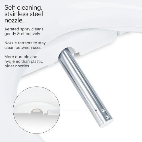 Brondell SE400-EW Swash SE400 Electric Bidet Toilet Seat With Heated Seat, Oscillating Stainless Steel Nozzle, Warm Air Dryer, Night Light, Gentle Close Lid, White Side Arm Control, Elongated