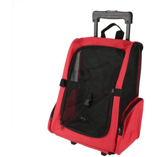 Pet Trolley Backpack, Double Shoulder Bag, for Traveling with Dogs and Cats-Red