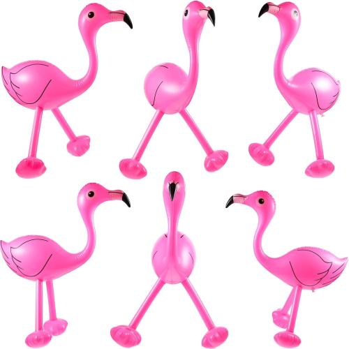 Yaomiao 6 Pcs Inflatable Pink Flamingos Pool Party Decor