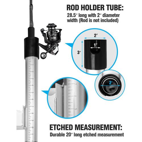 [2024 Upgraded] Exact Design Sand Spike with Bait Box,Protective Cap, Anodized Aluminum, Etched Measurements   Sand Flea Rake Holder (All in one Solution)