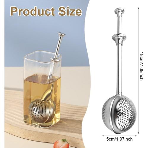 2Pcs Stainless Steel Tea Strainer Tea Infuser for Loose Leaf Tea,Tea Diffusers Fine Mesh Tea Ball Tea Accessories, Baking Supplies Baker's Dusting Wand Sugar Shaker Duster Flour Duster (Full Mesh)