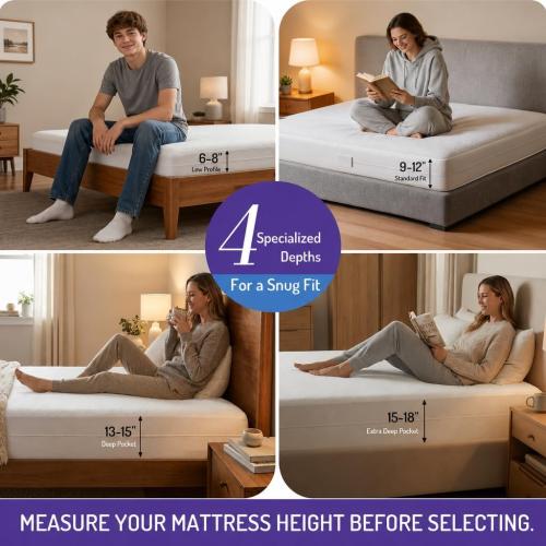 Degrees of Comfort Bed Bug Mattress Cover Queen Size - 13-15 Deep Pocket 3M Scotchgard Waterproof Zippered Encasement Protector, Breathable Cotton Terry Top