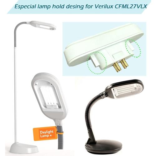 CFML27VLX Full Spectrum Fluorescent Bulb, 6500K Natural Daylight Replacement for Verilux 27W Desk & Floor Lamps Light,GX10Q-4 4 Pin Base in a Square