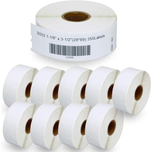 BETCKEY - Compatible DYMO 30252 (1-1/8 x 3-1/2) Address & Barcode Labels - Compatible with DYMO Labelwriter 450, 4XL, NOT Fit 550 & 5XL [10 Rolls/3500 Labels]