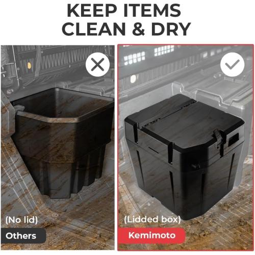 KEMIMOTO UTV Under Seat Storage Box, 37L/9.78Gal Waterproof (Fit Door) Lockable Compatible with Polaris Ranger XP 1000/Crew 2018-2025 2026 Replace #2882910 Lock Not Included