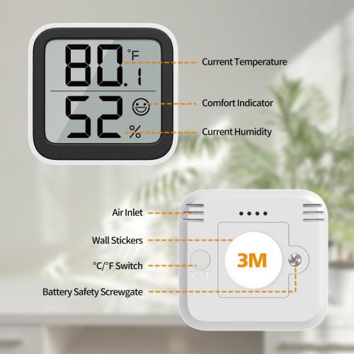 NOKLEAD Thermometer Humidity Meter Inside Mini Hygrometer Monitor Room Temperature Measuring Device with Face Icon Comfort Indicator ℃/℉ Switch for Baby Room Greenhouse Office Living Room（2）