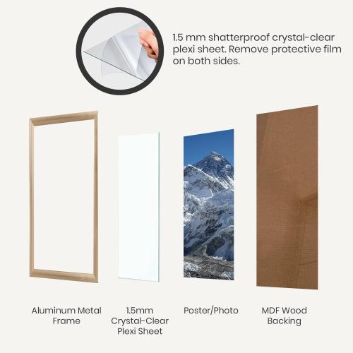 Opposite Wall Aluminium Metal Picture Frame, 16x20 in. | 41x51 cm Gold Sleek Matte, Lightweight, Shatterproof and Durable, Perfectly Crafted for Picture, Poster, Photo and Collage Displays