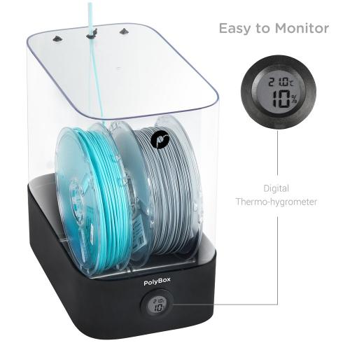 Polymaker Filament Storage Box for 2x1kg Spools or 3kg Spool- PolyBox Edition II 3D Printer Filament Holder 3D Printing Filament Spool Storage Box