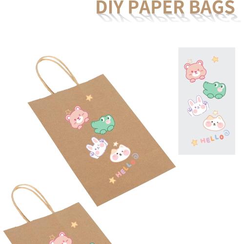 Toovip 100 Pack 5.25x3.25x8.25 Inch Small Plain Brown Kraft Paper Bags with Handles Bulk, Gift Bags for Favor Grocery Retail Party Birthday Shopping Business Goody Craft Merchandise Take Out Sacks