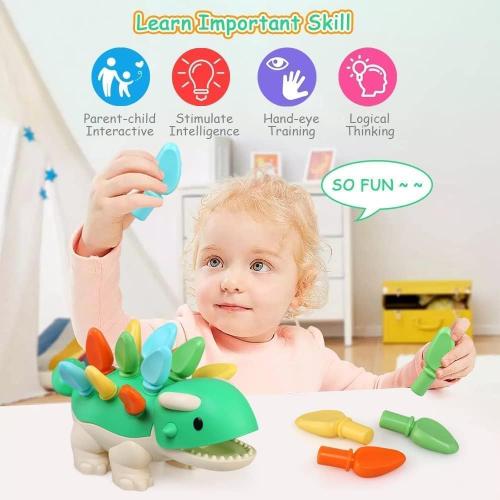 Hirger Spike The Fine Motor Dinosaur: Montessori Baby Sensory Toys for Toddlers 1-3, Preschool Learning Educational Activities, 12  Months Old Birthday Gift