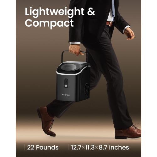 VIVIDMOO Nugget Ice Maker Countertop, 34lbs/Day, Portable Sonic Pebble Ice Maker with Self-Cleaning, Fast Ice in 6 Mins, Compact Crushed Pellet Ice Machine for Home/Office/Kitchen/RV/Camping, Black