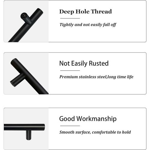 10 Pack 5 Inch Hole Center Matte Black Cabinet Handles Stainless Steel Cupboard Drawer Pulls Furniture Hardware for Kitchen Bathroom Dresser