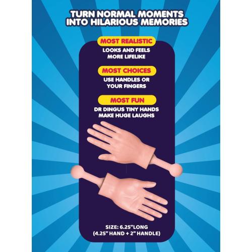 DR DINGUS Tiny Hands (2 Pair) - Patented Rubber Design for Realistic Look & Feel - Little Small Mini Stick Puppet - Make Anyone Laugh - Pocket Sized Hilarity and Big Laughs - Friend & Family Fun