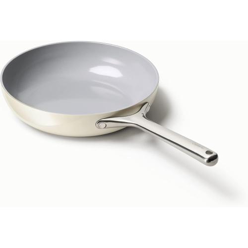 Figmint Nonstick Ceramic Frying Pan (2.7 qt, 10.5) - Non Toxic, PTFE & PFOA Free - Oven Safe & Compatible with All Stovetops (Gas, Electric & Induction) - Cream