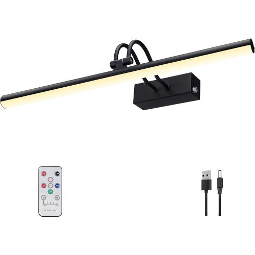 Picture Light,Picture Lights for Wall Cordless,16 Picture Lights with Timer and Dimmable,Battery Wall Lights for Display Gallery Painting Art Frame Portrait-Black