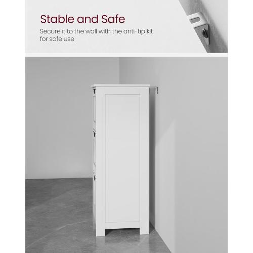 VASAGLE Bathroom Floor Cabinet, Free-Standing Storage Cabinet with 3 Drawers, 11.8 x 12.6 x 31.9 Inches, for Bathroom, Living Room, Kitchen, Modern Style, White UBBC50WT