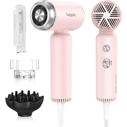 Hair Dryer - Mini HairDryer, Ionic High-Speed Motor for Fast Drying, Portable Lightweight Blow Dryer, Quiet Blowdryer with Magnetic Curly Diffuser & Concentrator for Home Travel ONLY 110V