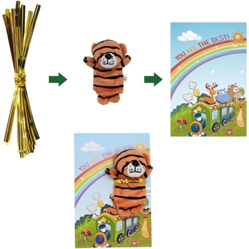 Valentine's Day Cards with 16 Pcs Plush Animal Finger Puppets, Kids Classroom Gifts & Party Favors