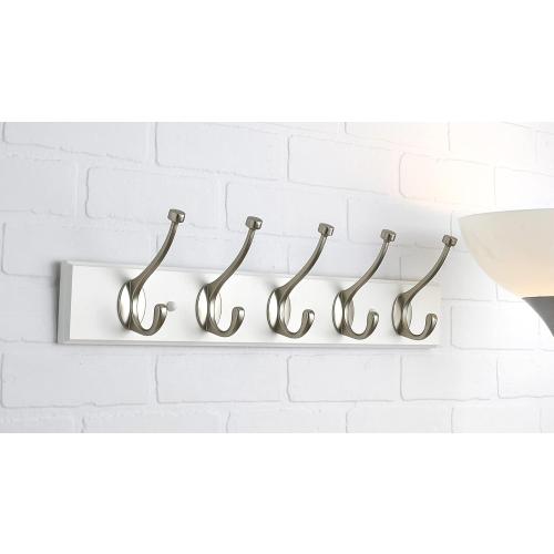 Richelieu Hardware T030210195 Transitional Hook Rack 25-5/8 in (650 mm), White and Brushed Nickel