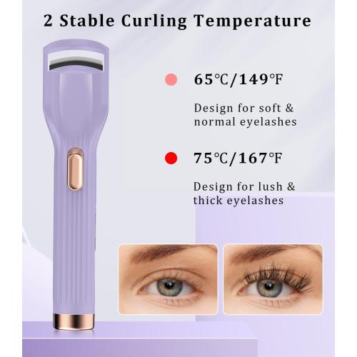 Purple Heated Eyelash Curler Premium PRO - Fast Heat up in 8s - 24 Hours Long Lasting - Rechargeable Electric Eyelash Curler with Type-C, Innovative L Silicone, 2 Heat Modes, Anti-Burn Eyelid, Purple-CB