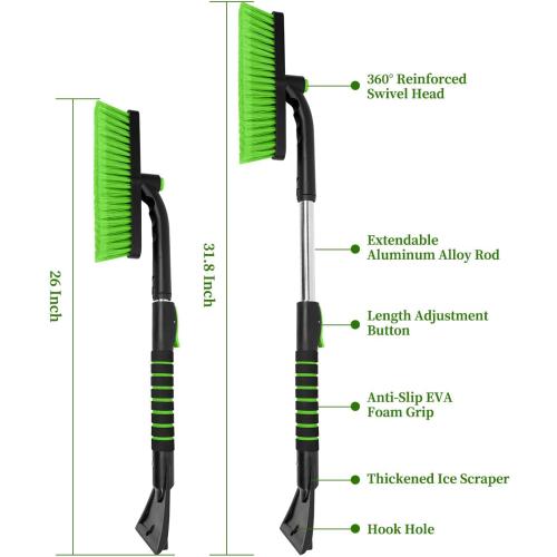 SEAAES Ice Scraper with Snow Brush for Car Windshield, Upgraded Extendable Snow Brush with Foam Grip for Truck SUV Vehicle Windows