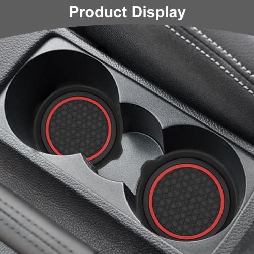 HZEL 4PCS 2.75 Inch PVC Car Cup Holder Coasters, Red/Black