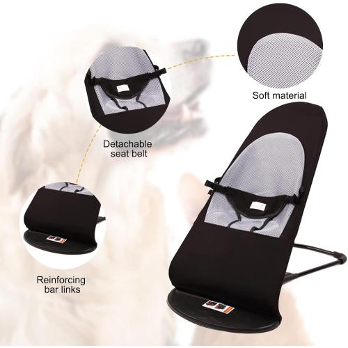 Dog Rocking Chair, Portable Cat Rocking Chair, Pet Dog Bed Cat Sofa, Foldable Rocking Chair Small Pet Rocker for Pets up to 30 lbs (Black)