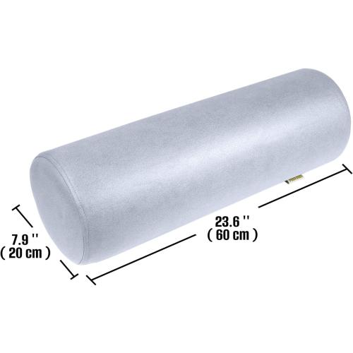 2 Pack Neck Roll Pillow, High-Density Foam Cylinder Bolster Pillow for Neck, Back & Lumbar Support, Ergonomic Round Pillow for Side Sleepers, Sleeping (7.9''x23.6'' Medium Grey)